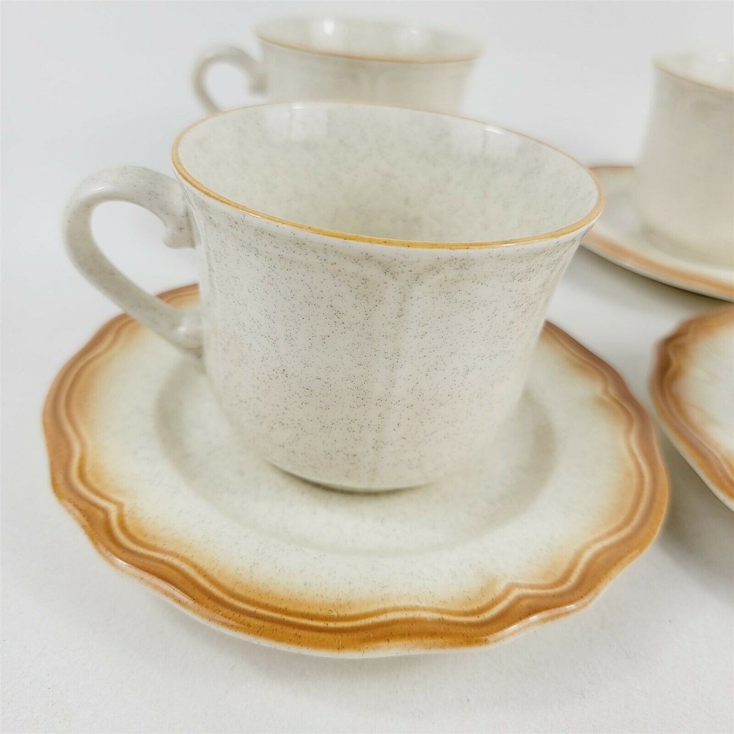 Vintage Meadowland Ironstone Daisy Wheat 4 Sets of Teacups & Saucers