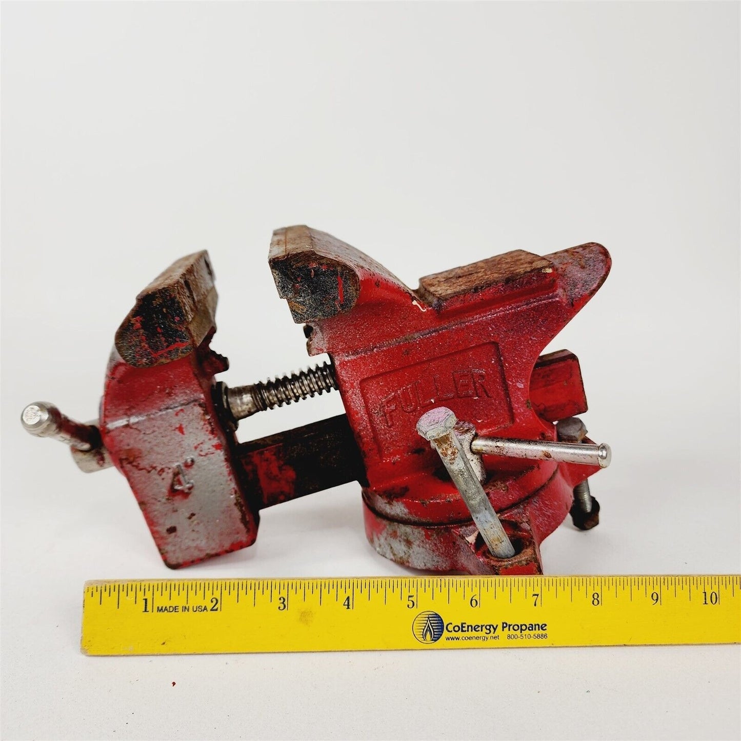 Vintage Fuller 4" Vise Bench Mount Swivel Base Anvil Jaws Red