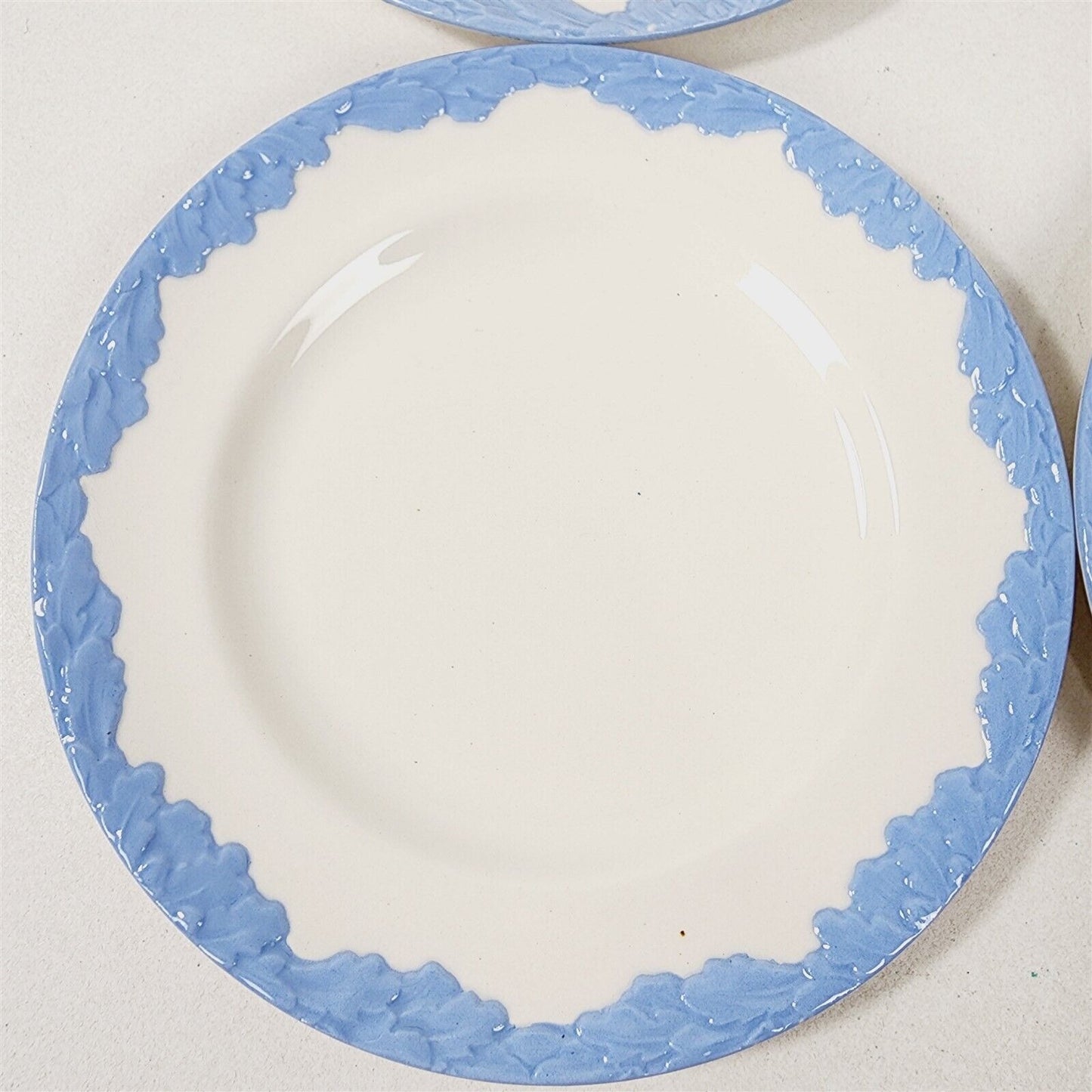 4 Vintage Johnson Bros English Oak White Blue Trim Bread & Butter Plates - 6.25"