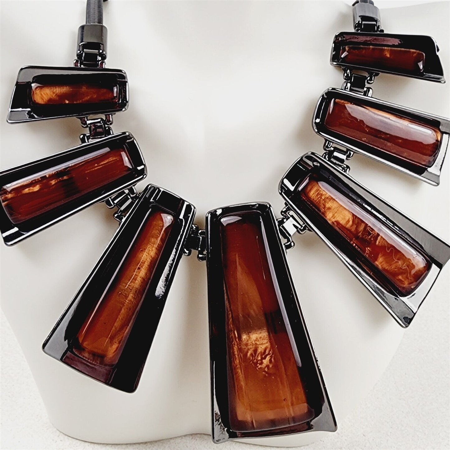 Beautiful Brown Geometric Necklace Earrings Fashion Jewelry Set