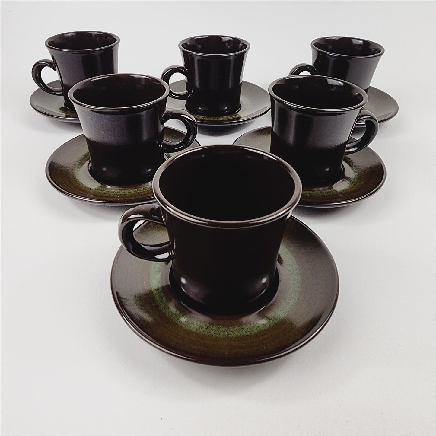 6 Vintage Franciscan Madeira Brown Green Teacup & Saucer Sets