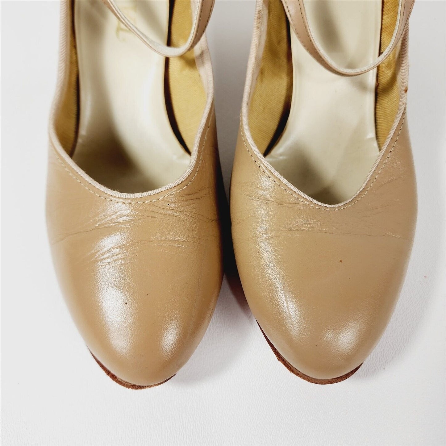 Vintage Taffy's Beige Nude Mary Jane Shoes Heels Size 8 B