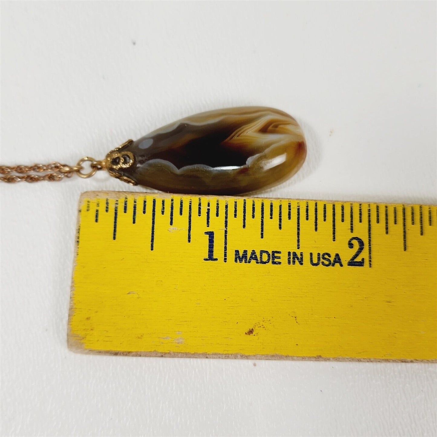 Vintage Teardrop Agate Pendant Necklace