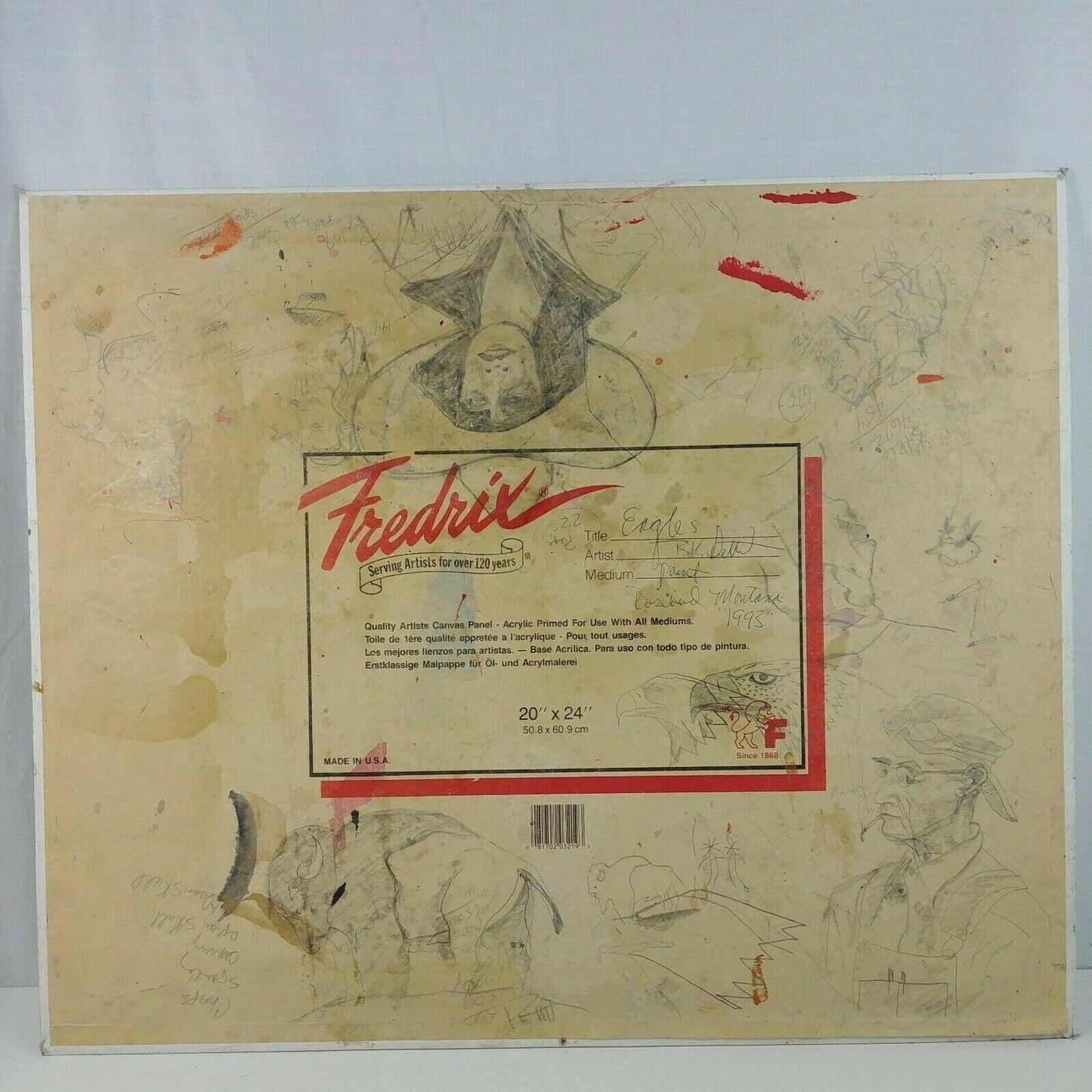 Eagles Original Art by Bruce Pettit 1993 Mixed Medium on Canvas Board 24" x 20"