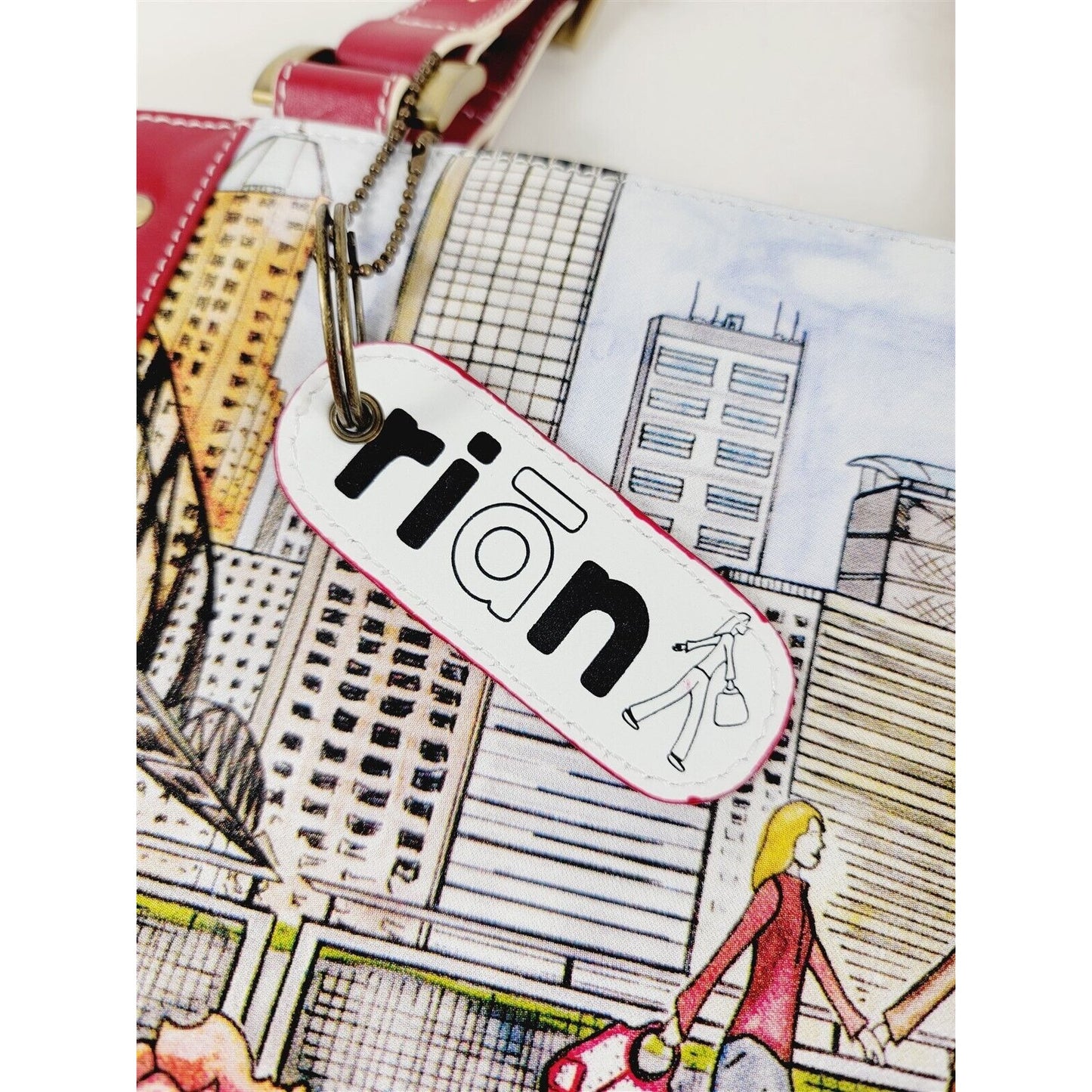 Rian Shoulder Bag Purse Portland Rose City Graphics Red w/ White Trim