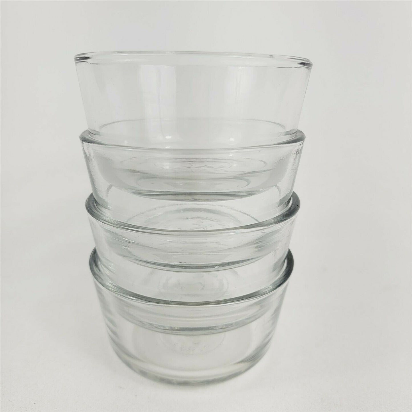 4 Anchor Hocking Glass Custard Cups 16 oz 1 Cup Clear Bowls USA