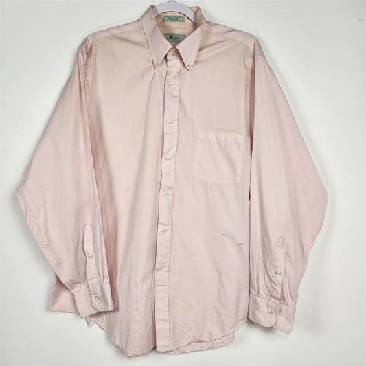 Vintage Bass Light Pink Cotton Long Sleeve Mens Dress Shirt 17