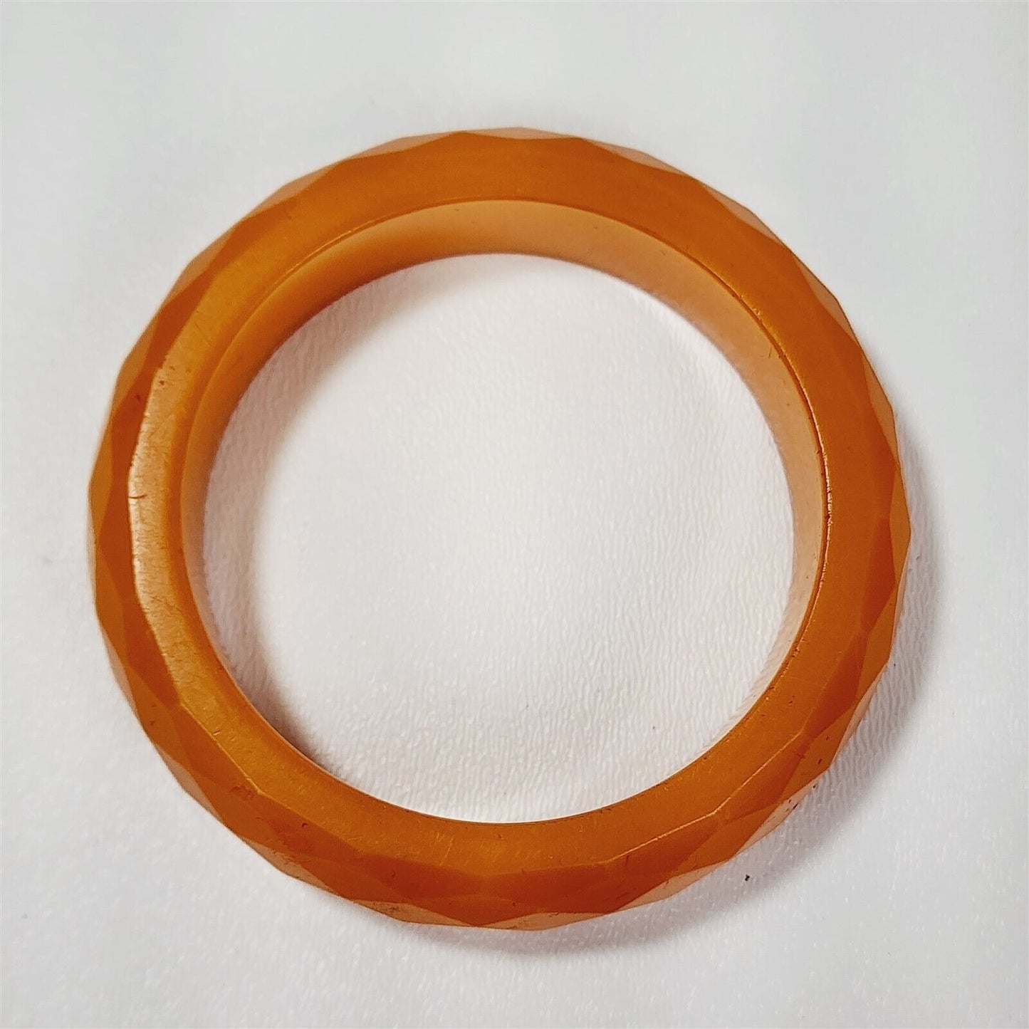 Vintage Butterscotch Bakelite Faceted Yellow Orange Bangle Bracelet 3/4"