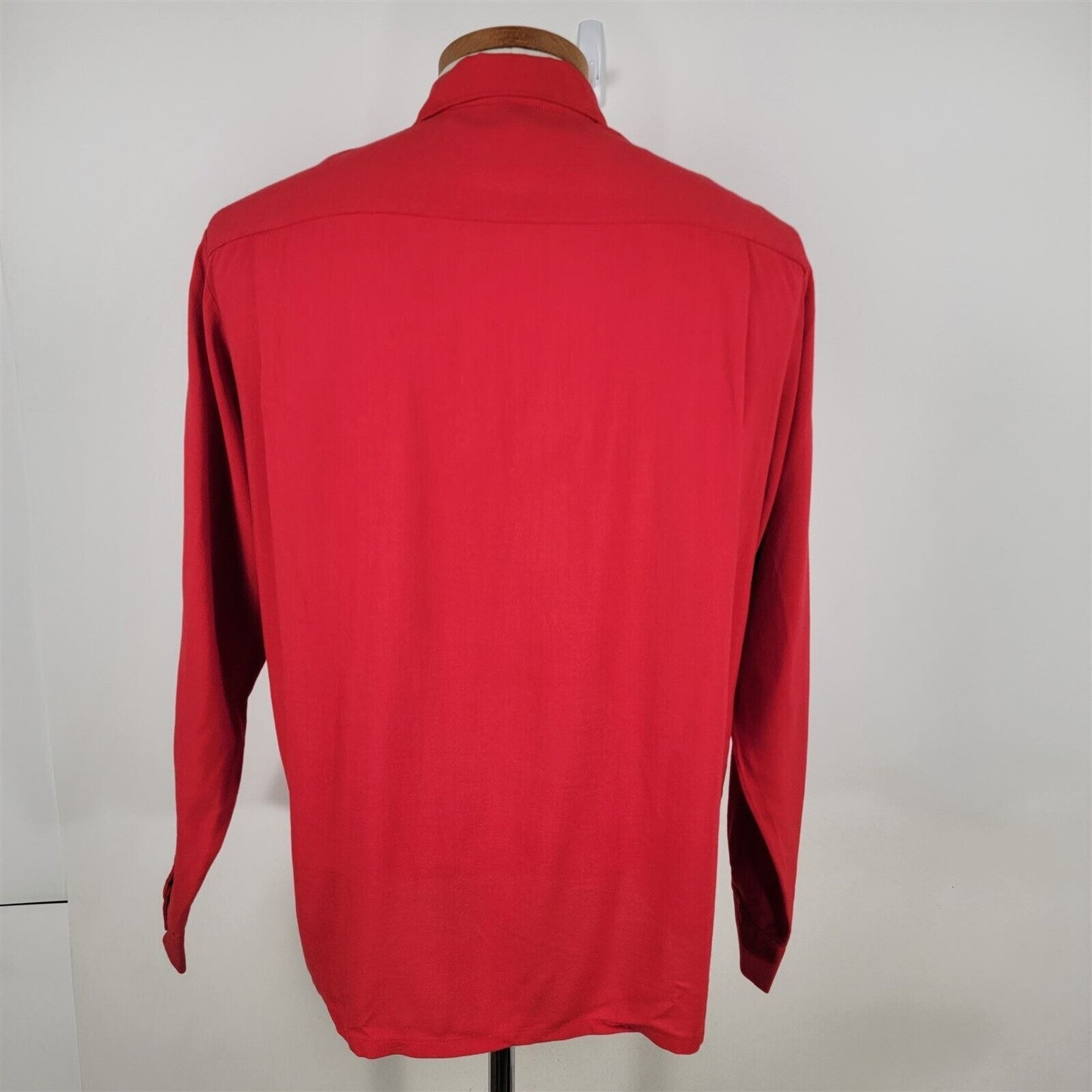 Vintage Da Vinci CA Red Long Sleeve Button Loop Collared Shirt Mens Size L