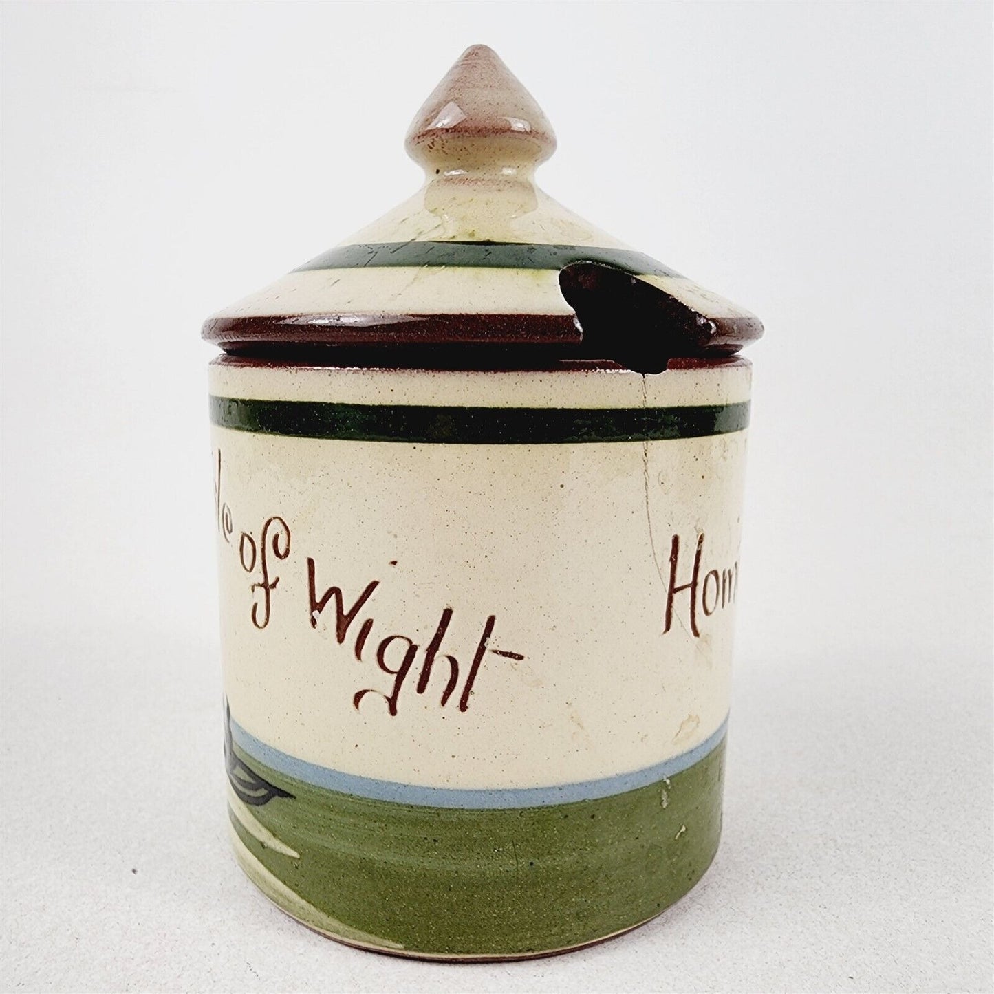 Vintage Isle of Wright Small Lidded Crock Homemade Preserves Longpark Torquay