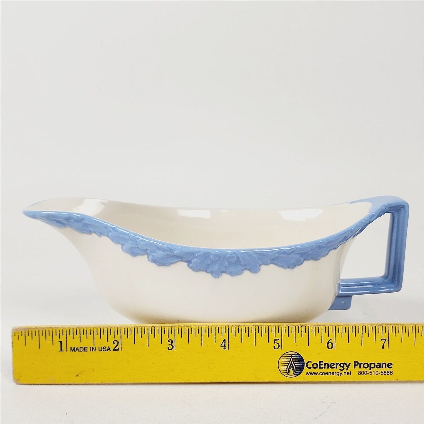 Vintage Johnson Bros English Oak White Blue Trim Gravy Boat