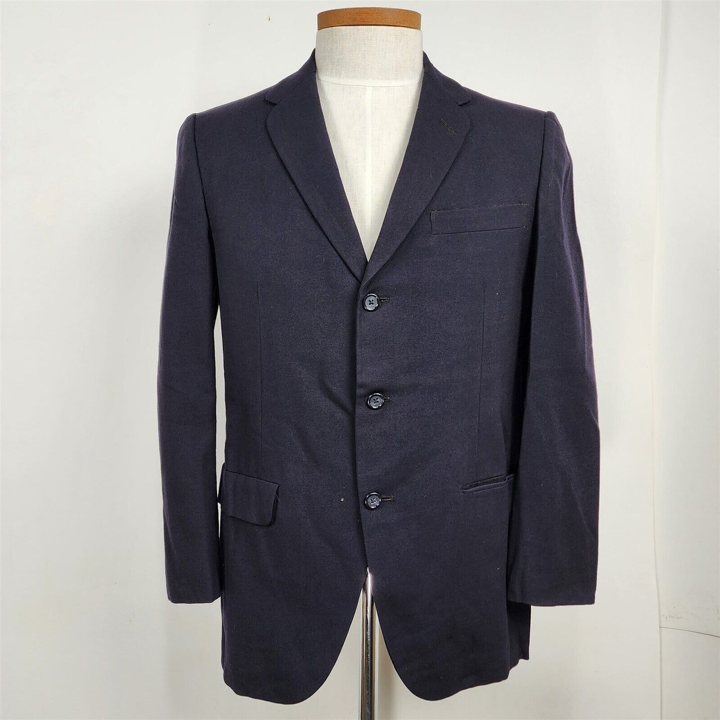 Vintage 1950s Botany 500 Navy Blue 3 Button Suit Jacket Sport Coat Size 37 Short