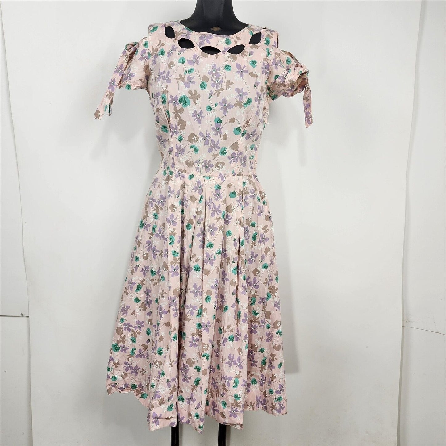 Vintage 1950s Wildman Original Day Dress Party Pink Floral Print Rockabilly