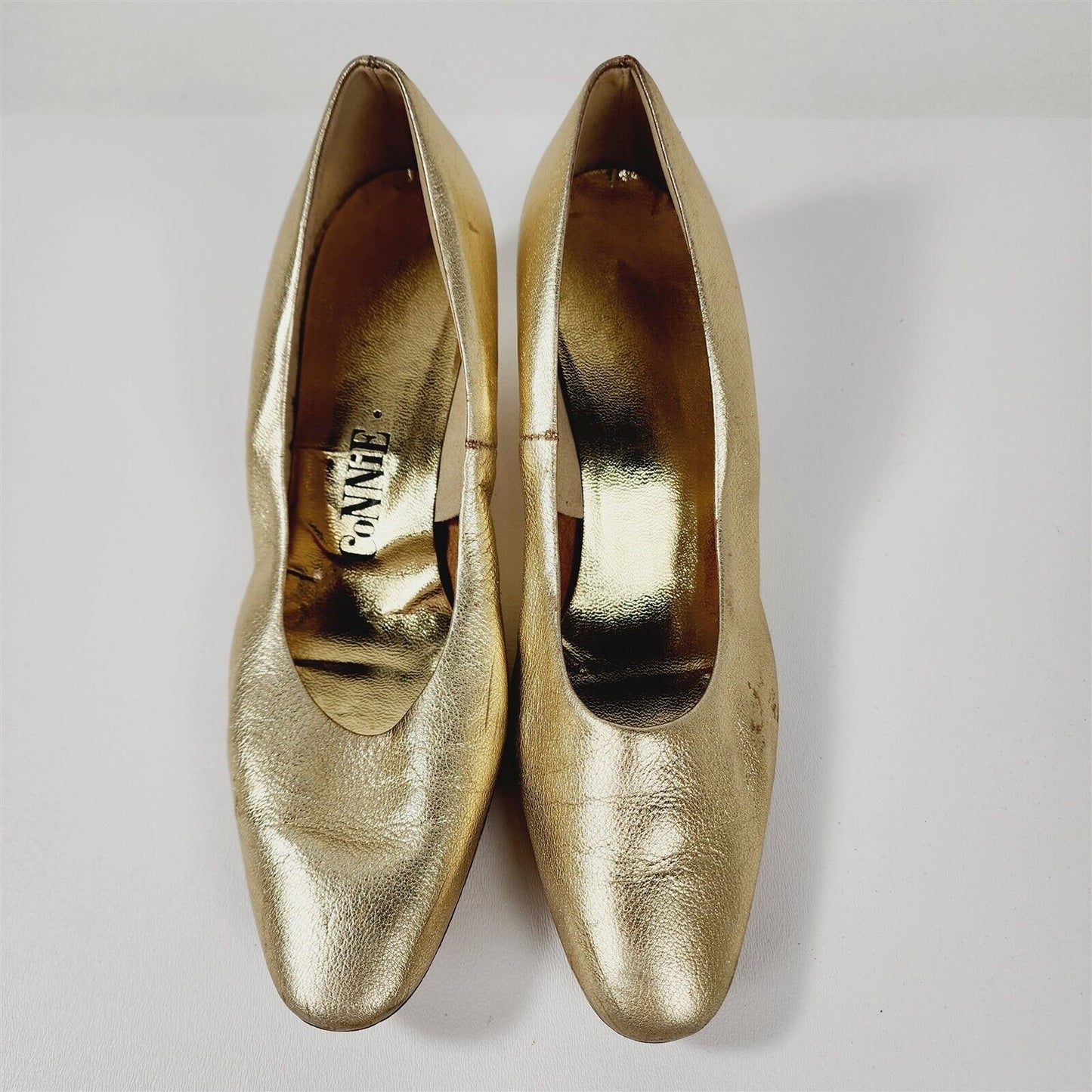 Vintage Connie Gold Metallic Leather Kitten Heels Size 8.5