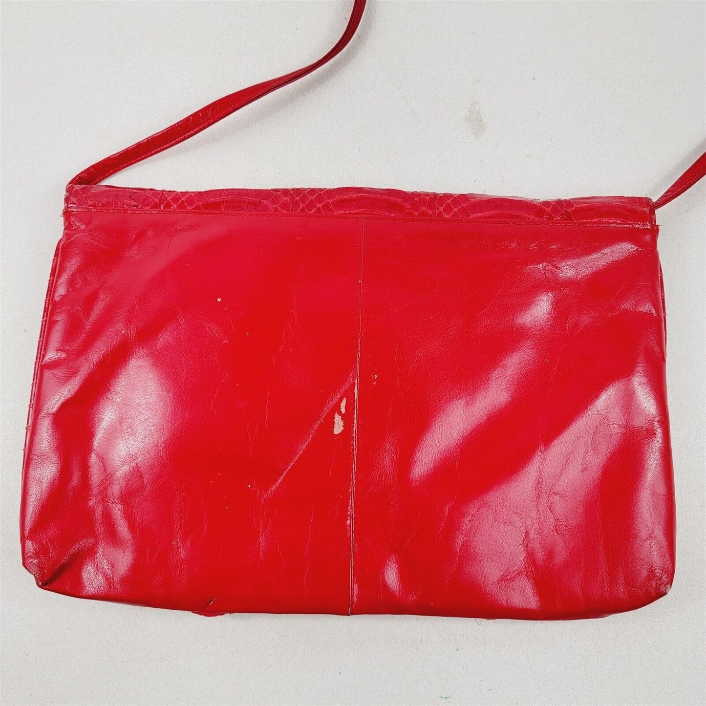 Vintage Gabrielli Red Reptile Leather Purse Cluch Shoulder Bag Handbag