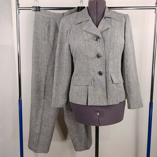 Vintage Fashion Gray Blazer Top & Pants 2 pc Set Womens Size 8