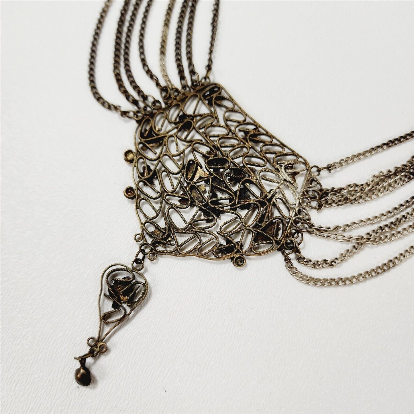 Vintage Silver Filigree Chain Tibetan Layered Necklace