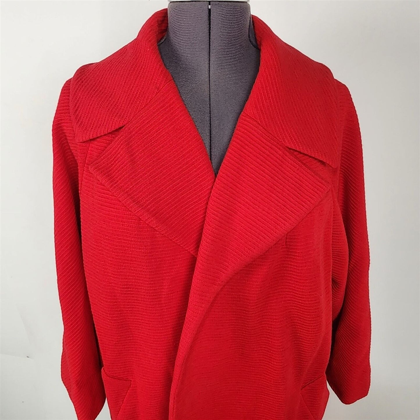 Vintage 1950s/60s Lilli Ann Paris Red Knit Open Front Swing Coat