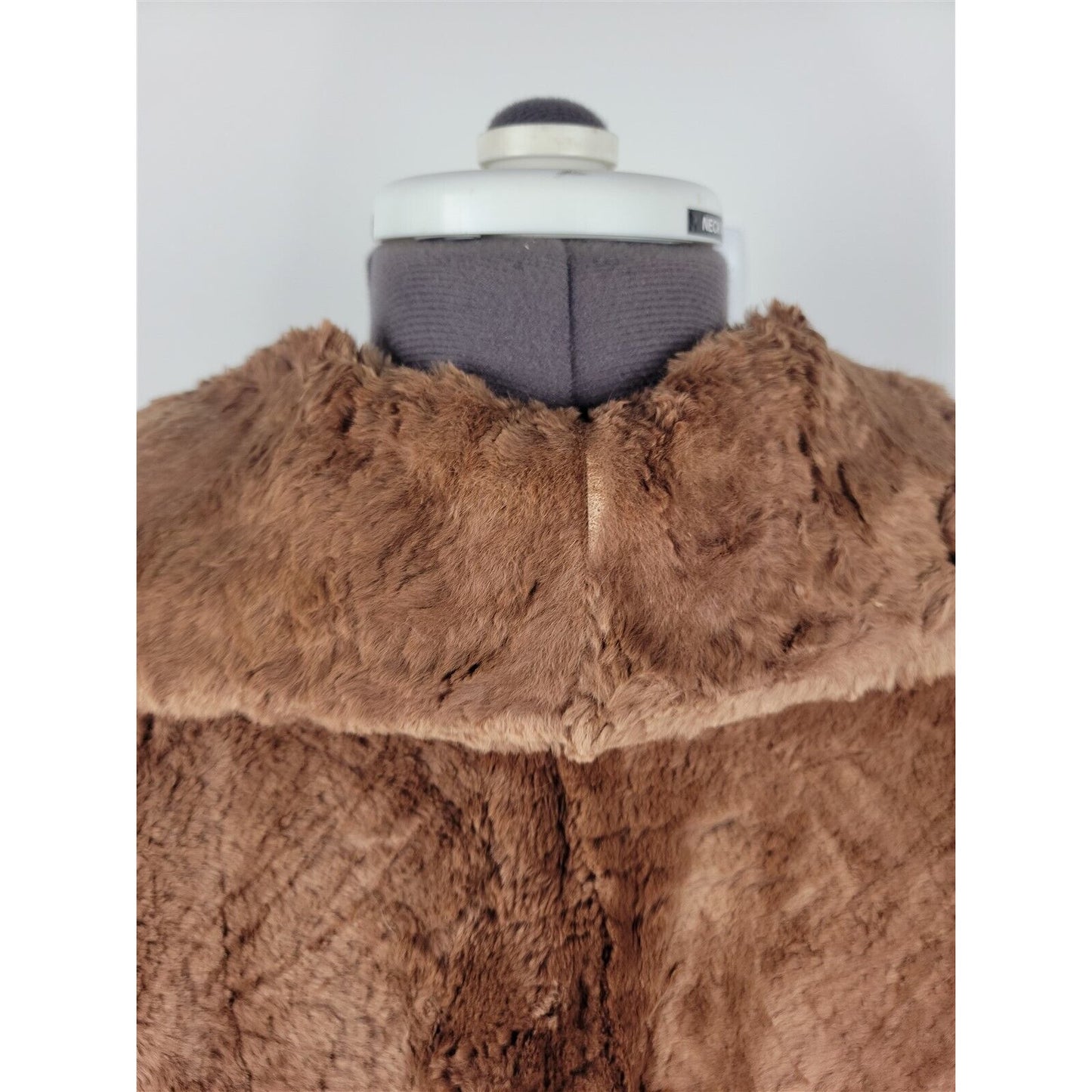 Vintage Brown Fur Coat Tight Short Fur Lined Womens L/XL