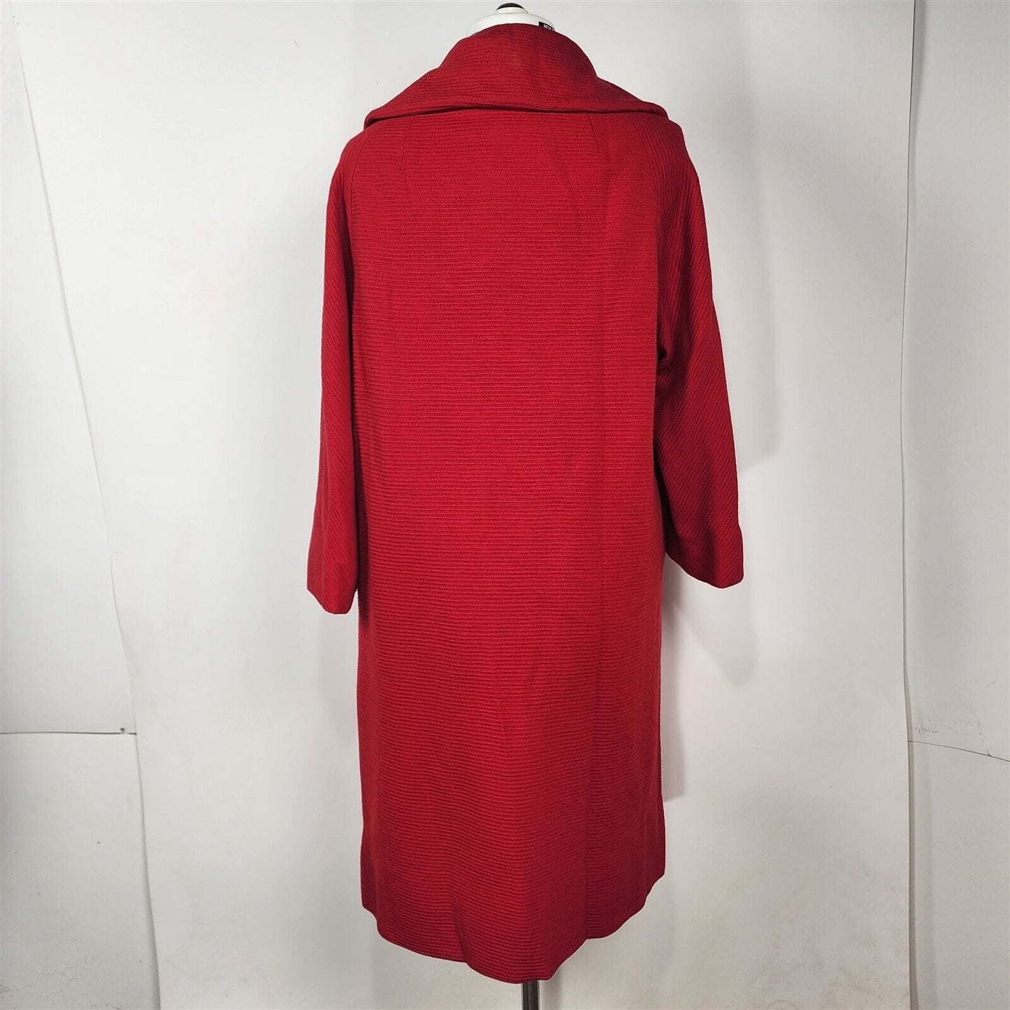 Vintage 1950s/60s Lilli Ann Paris Red Knit Open Front Swing Coat