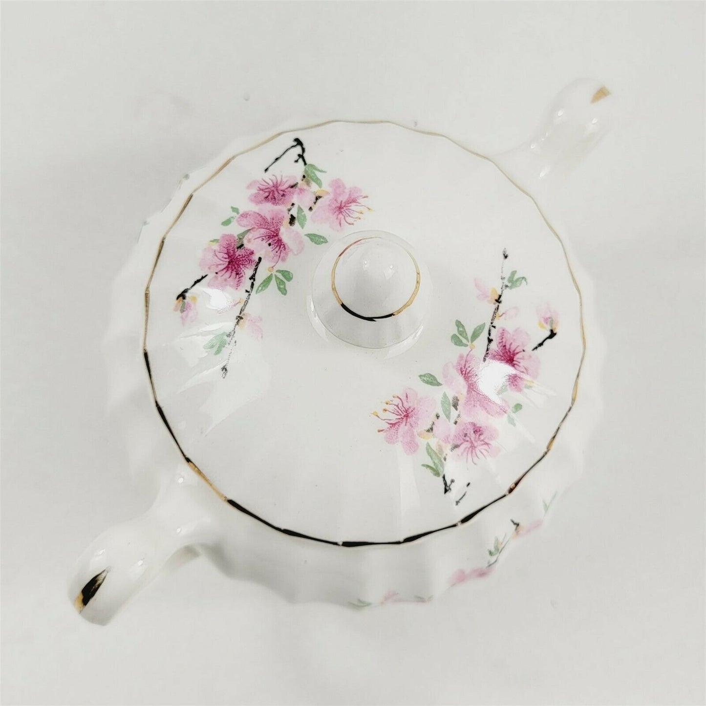 W.S. George Bolero Peach Blossom Sugar Bowl Gold Trim