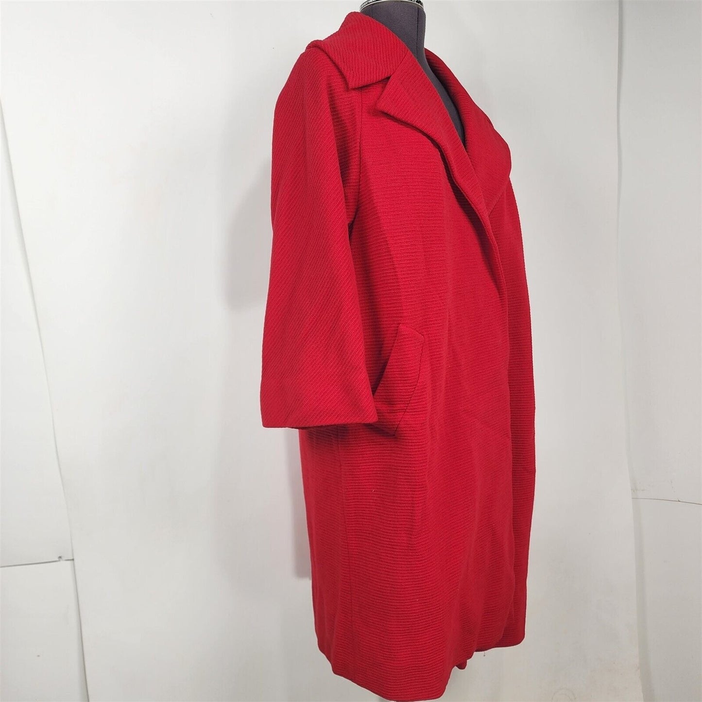 Vintage 1950s/60s Lilli Ann Paris Red Knit Open Front Swing Coat