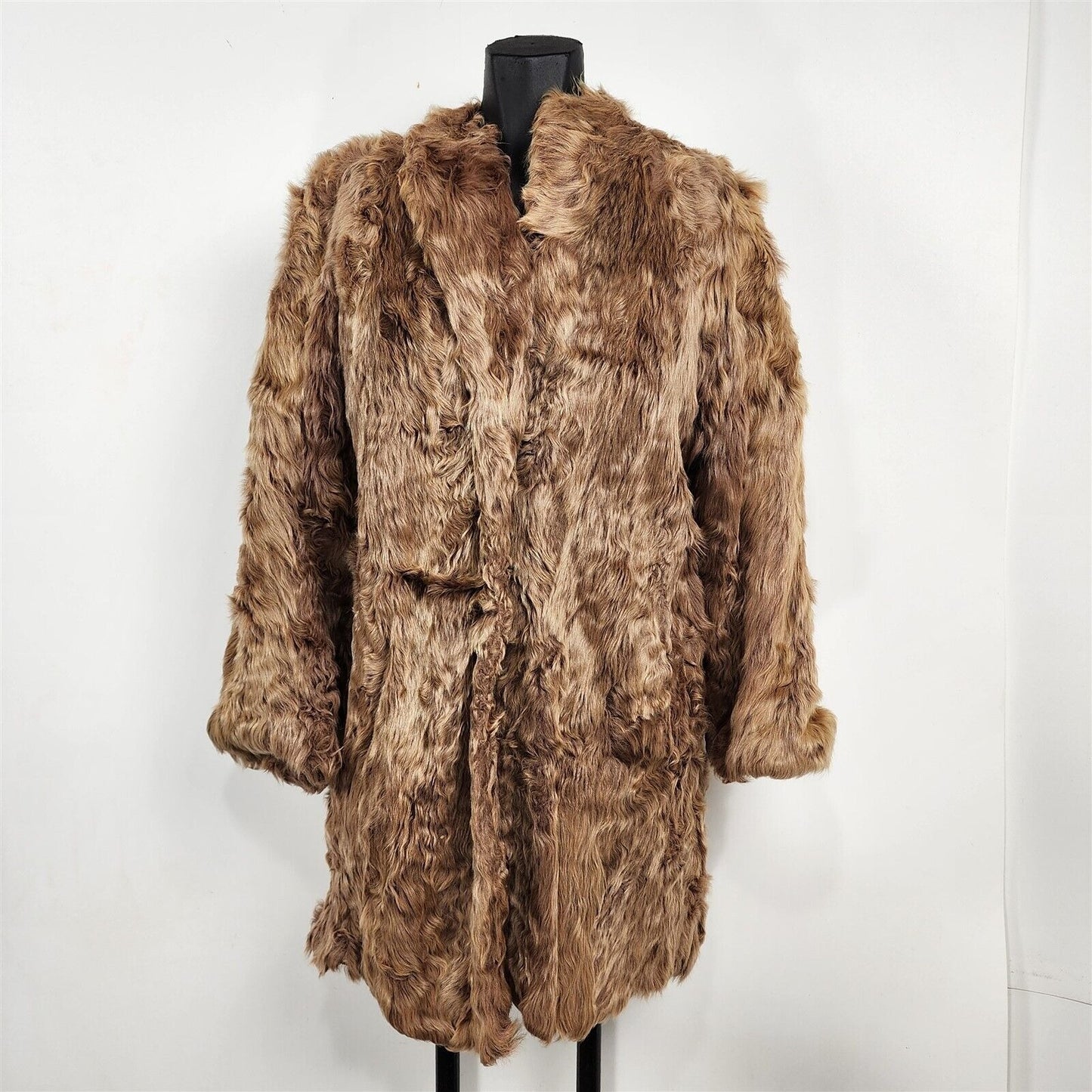 Vintage Womens Brown Real Lamb Fur Coat