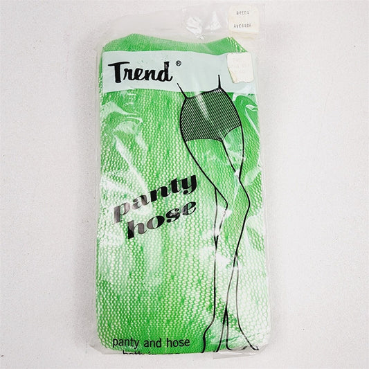 Vintage Trend Panty Hose Fishnet Green Average Size 5'4"-5'6" NOS