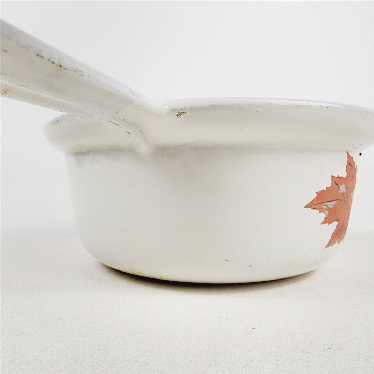 Vintage Descoware Cast Iron Enamel Pot Pan Belgium Maple Leaf - 7" - No Lid