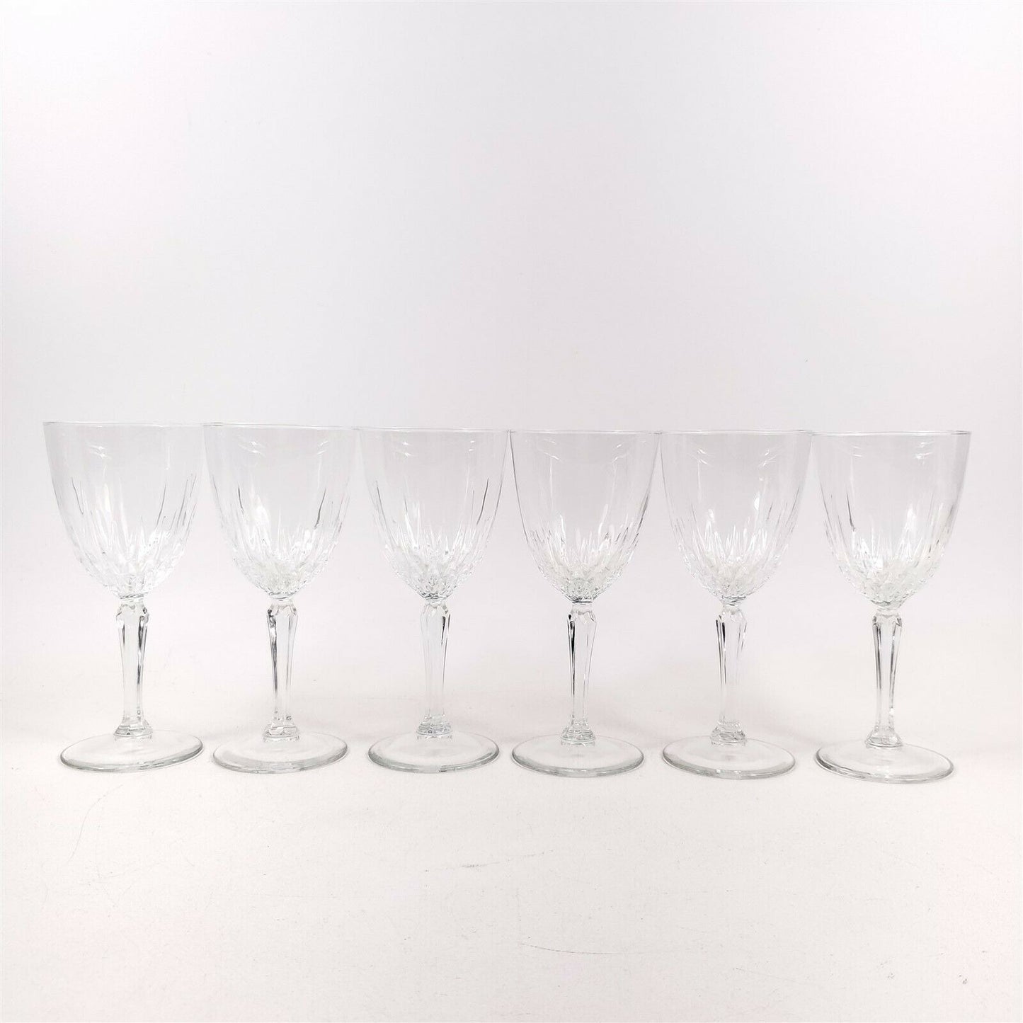 6 Vintage Cristal d'Arques-Durand Diamant Lead Crystal Water Goblet Glass 6.75"