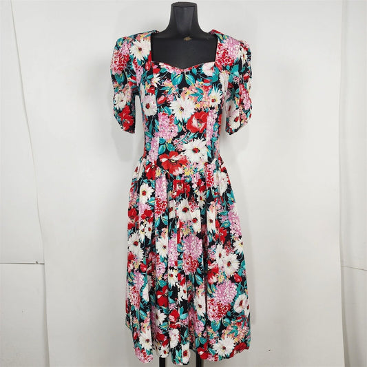 Vintage Country Romance Floral Cottagecore Prairie Cotton Dress Size S