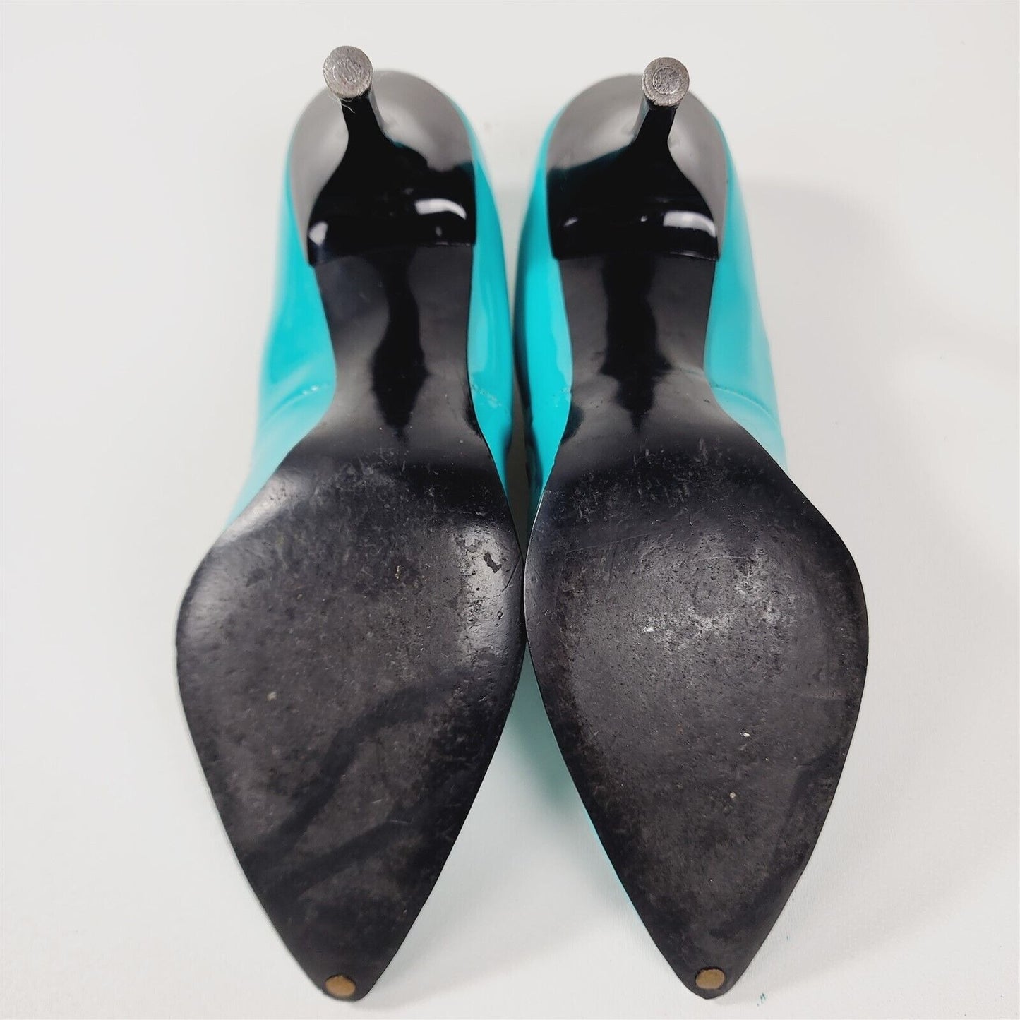 Vintage Karl's Turquoise Blue Pointed Toe Pumps Heels Shoes Size 6.5