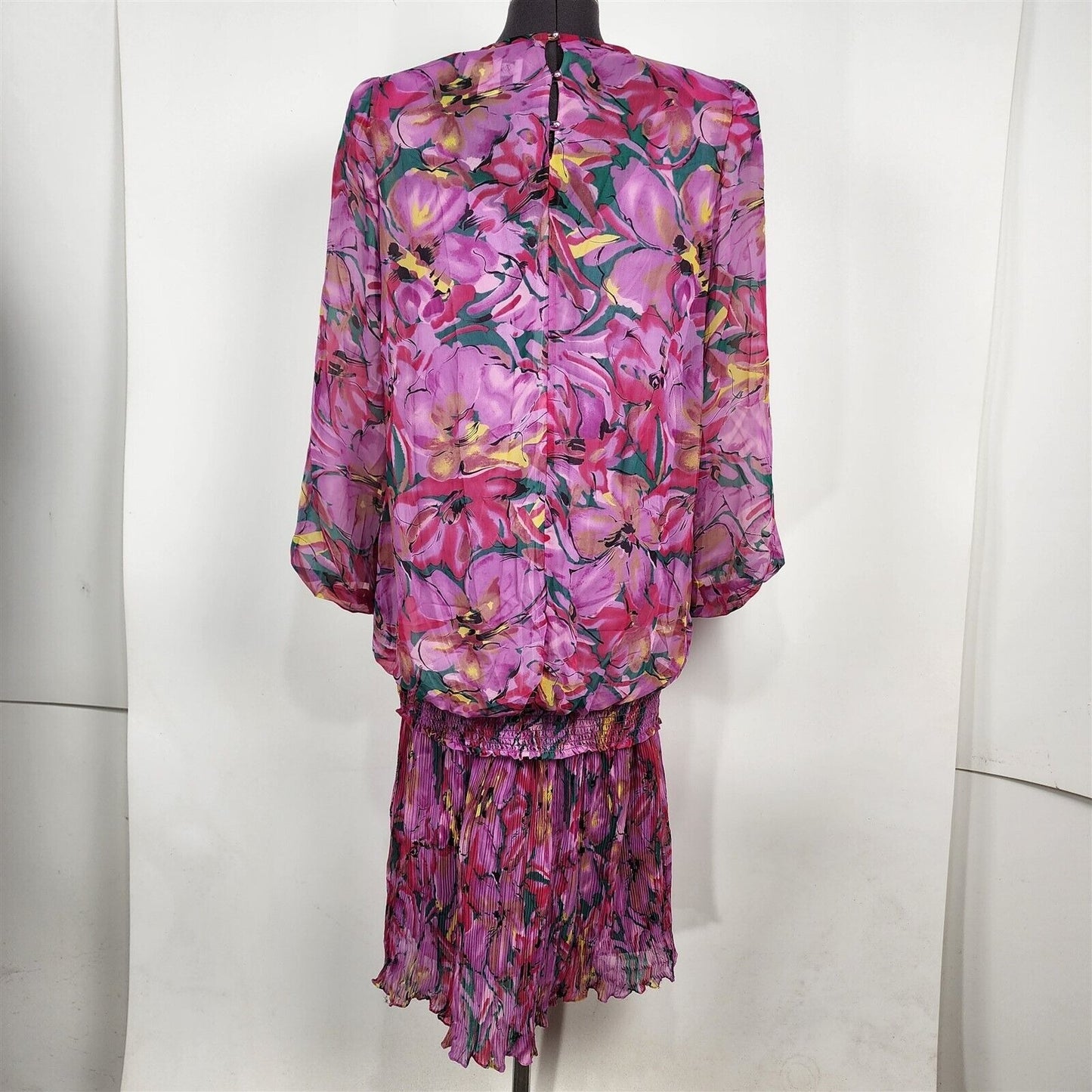 Vintage JoHanna York by Joan Davis Pink Abstract Floral 2 Piece Drop Waist Dress