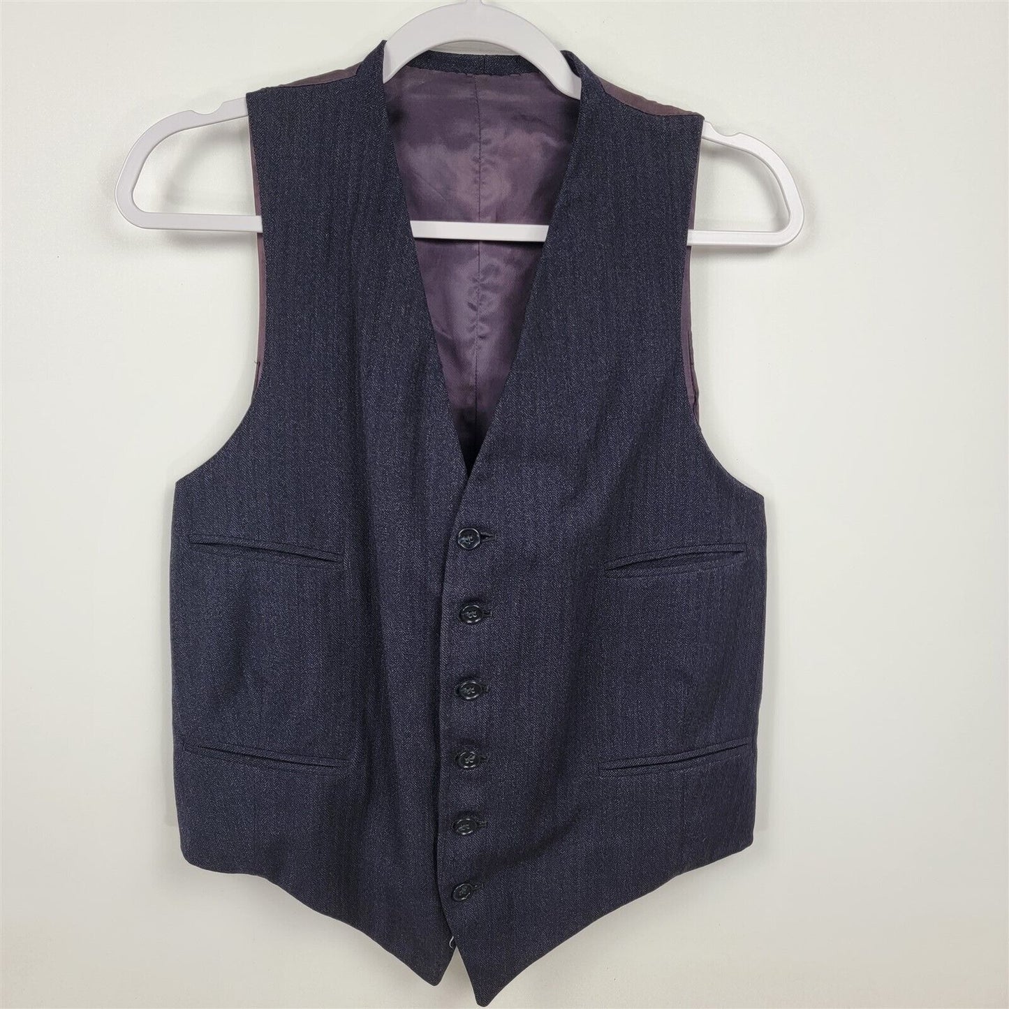 Vintage Navy Blue Formal Suit Button Front Vest