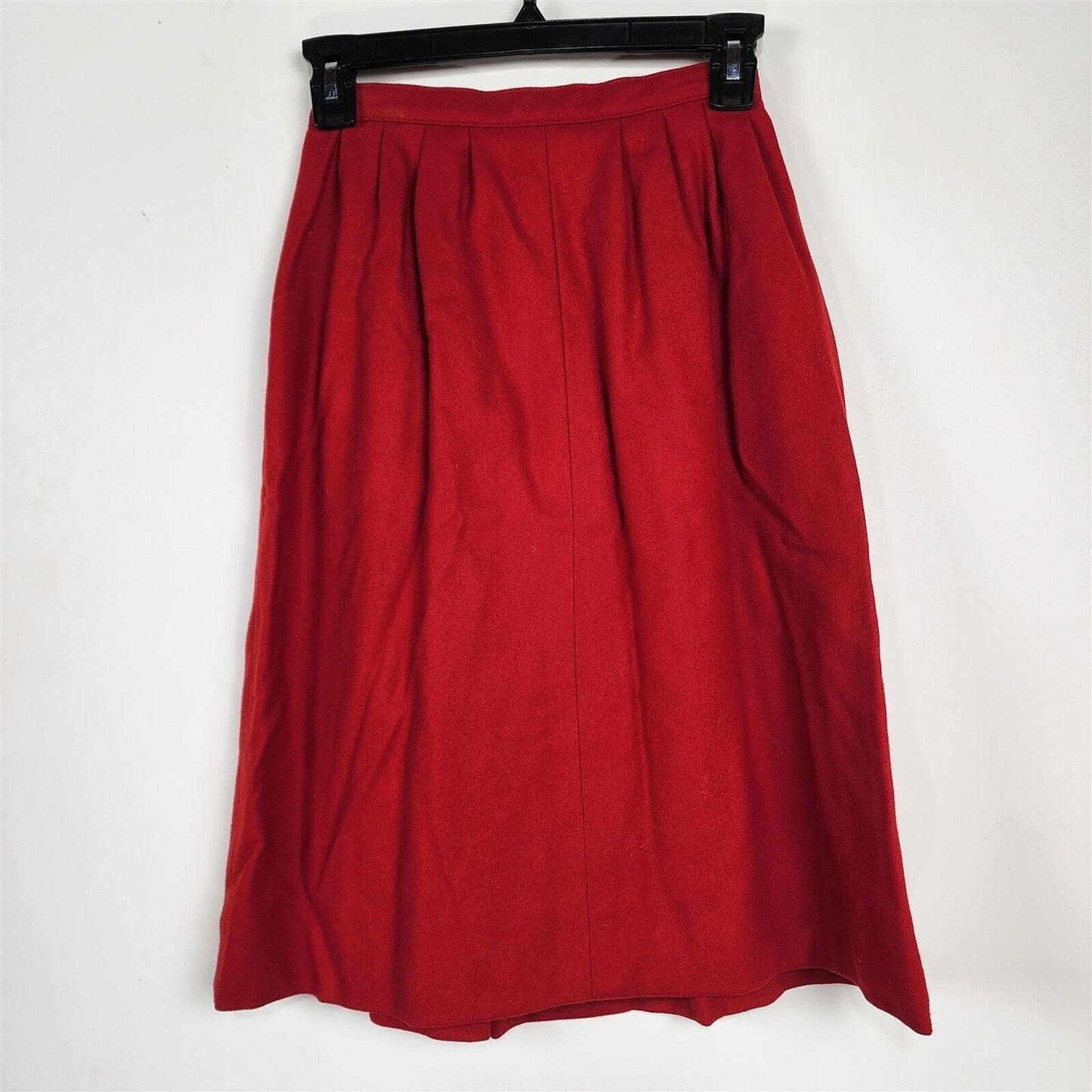 Vintage Solid Red Wool Skirt Suit Set Womens Size 4 Petite