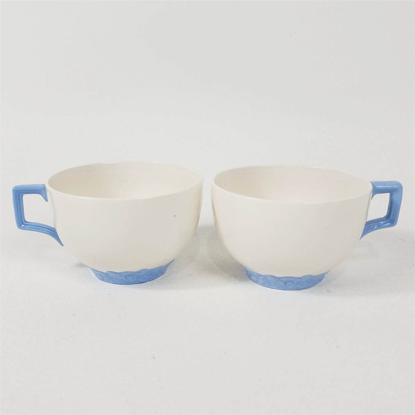 2 Vintage Johnson Bros English Oak White Blue Trim Tea Cups