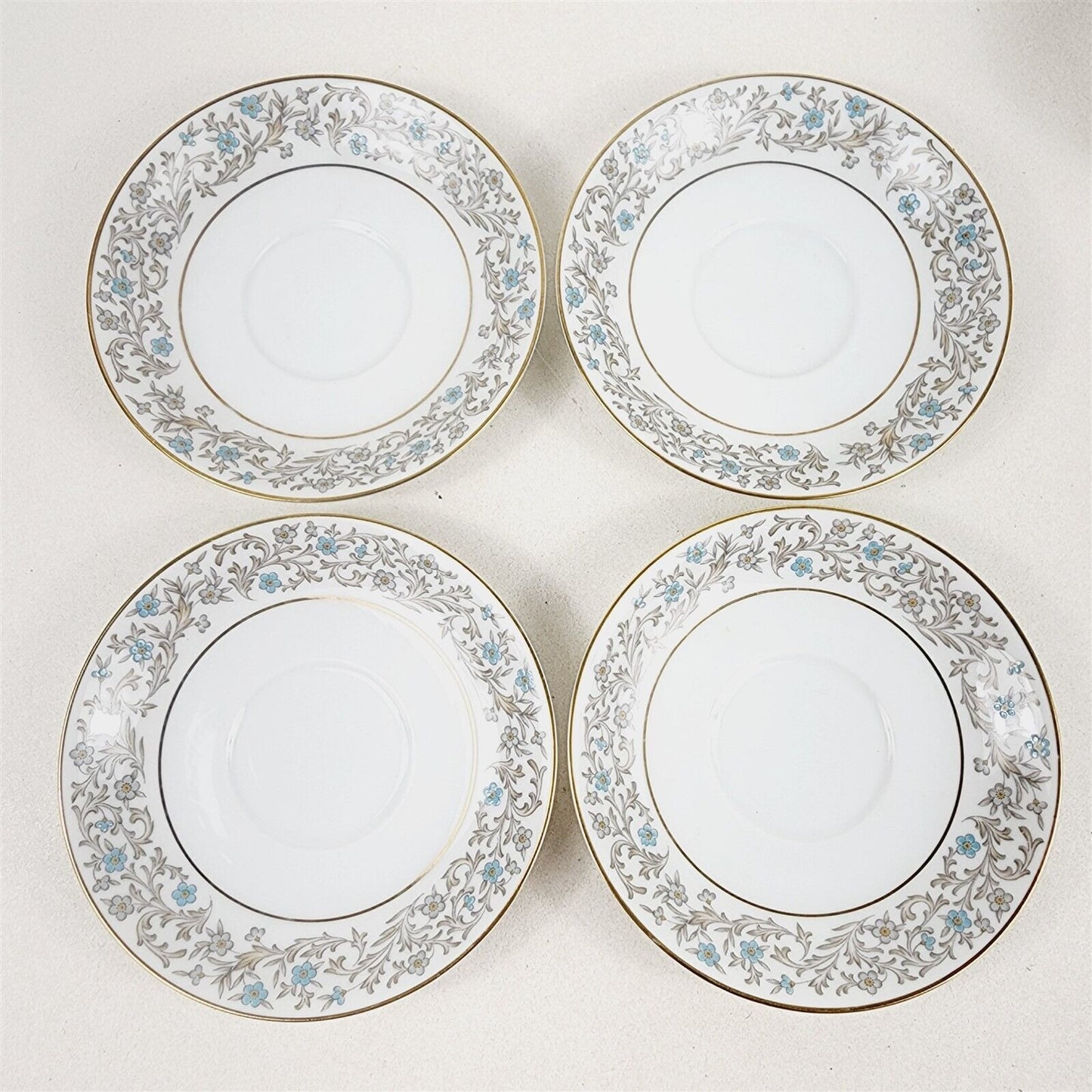 Noritake Dover 5633 Set of 4 Teacups & Saucers