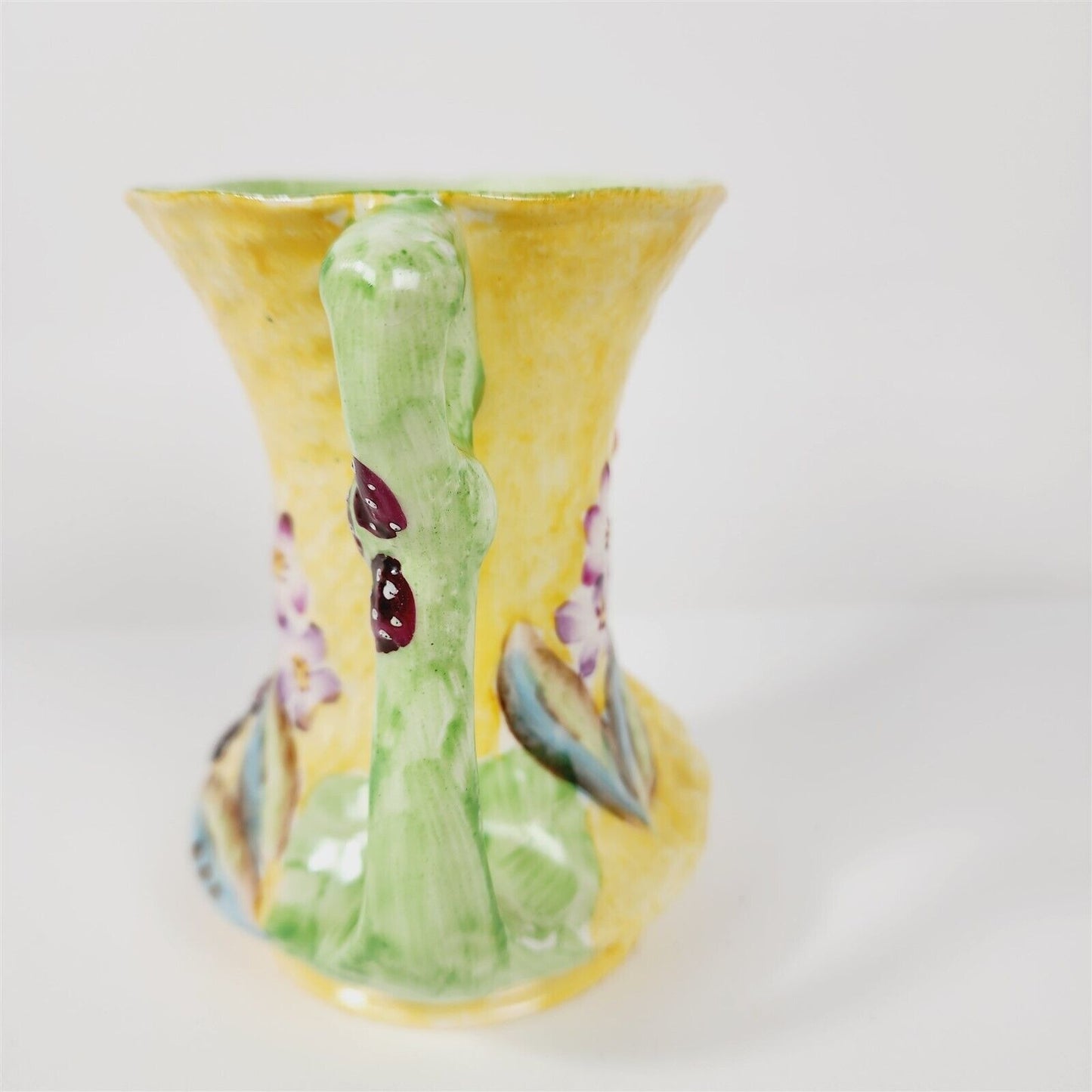 Vintage James Kent Bramble Longton Pitcher Floral Painted Yellow Green - 5" tall