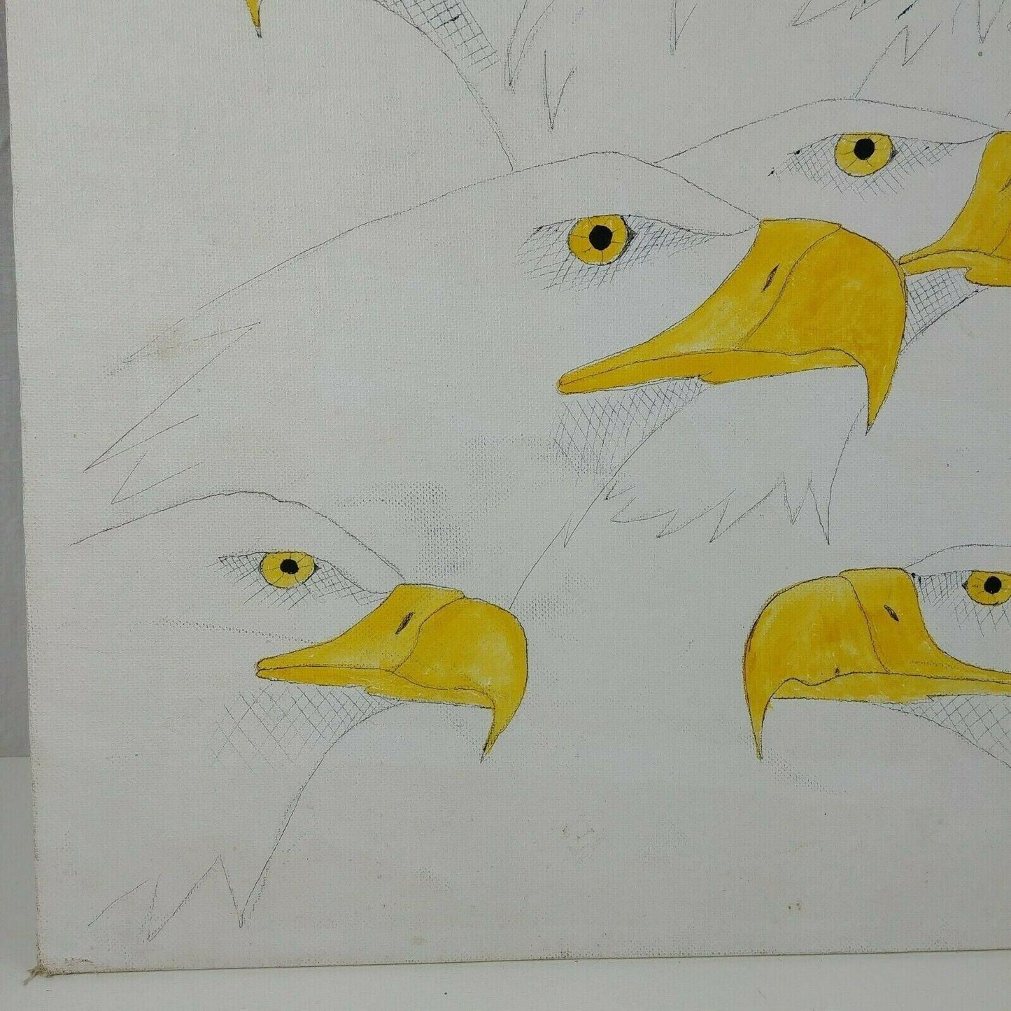 Eagles Original Art by Bruce Pettit 1993 Mixed Medium on Canvas Board 24" x 20"