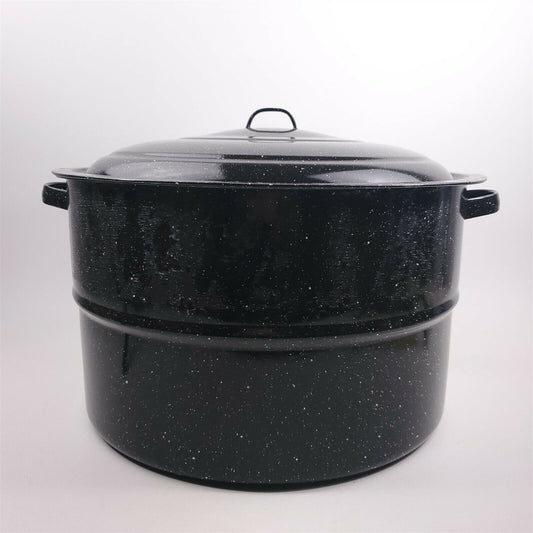 Cookware Vintage Canning StockPot Black Speckled XL w/ Wire Rack