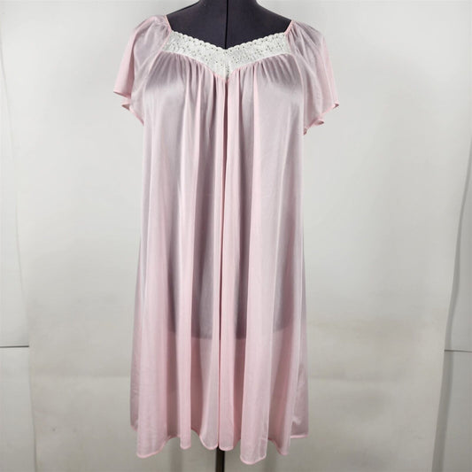 Vintage Enticements Light Pink Nylon Nightgown Womens S-L