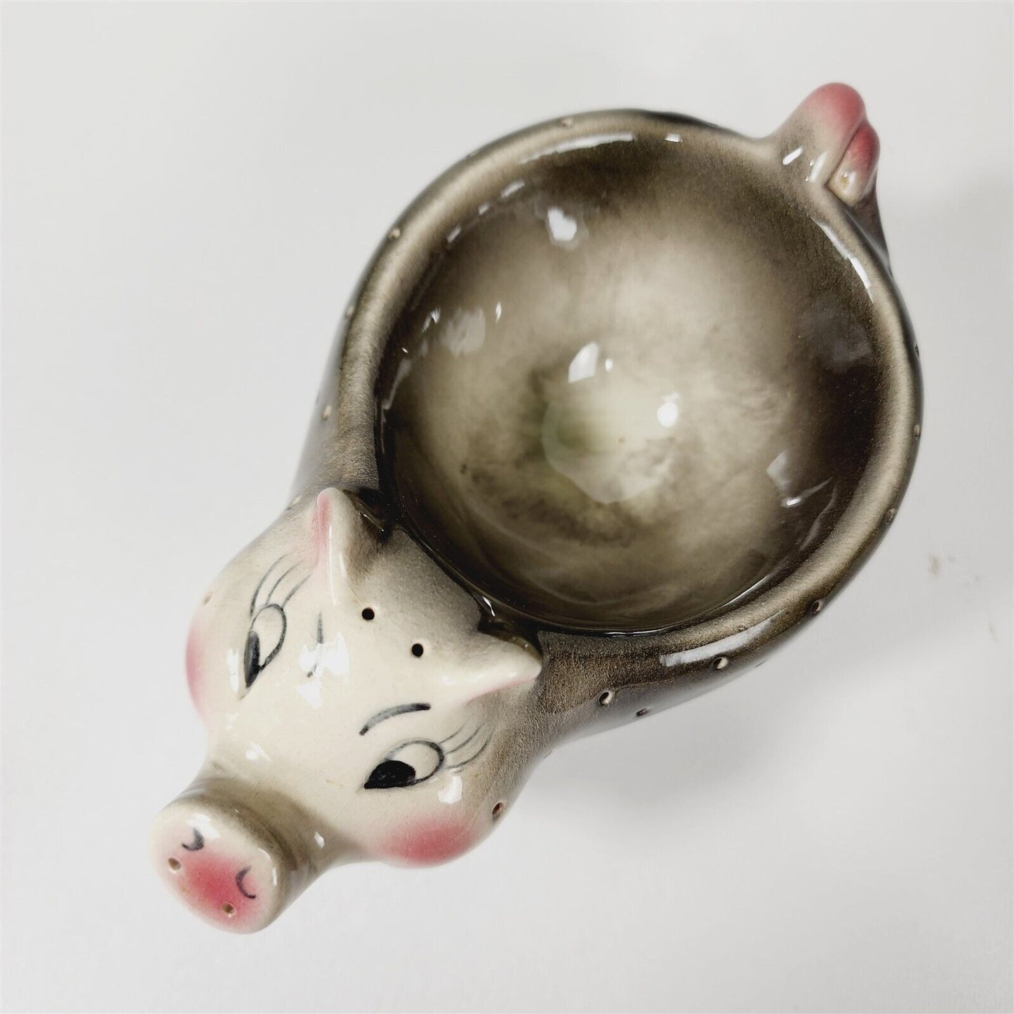 Vintage Ceramic Pig Hatpin Holder Bowl