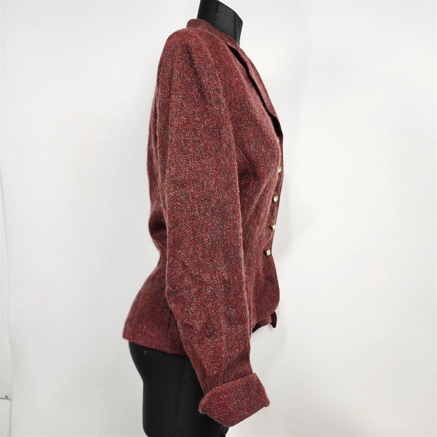 Vintage 1950s Vera Maxwell Original Red Tweed 2 Piece Jacket & Skirt Suit Set