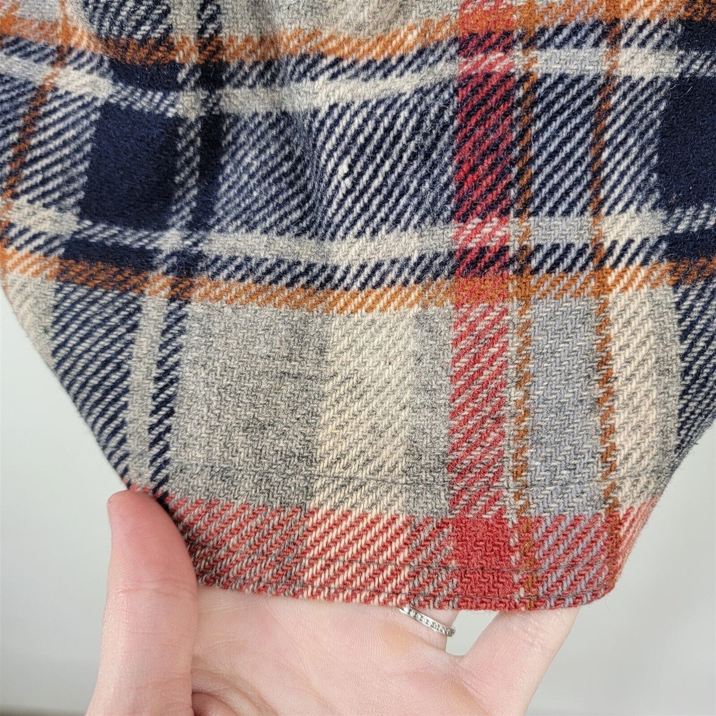 Vintage Pendleton Red Blue Plaid Button Front Wool Jacket Mens Size M