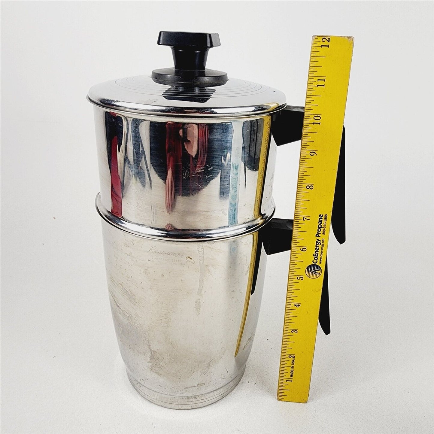 Vintage Rena Ware Stainless Steel Drip Coffee Maker 6-8 Cup - Missing Inner Part