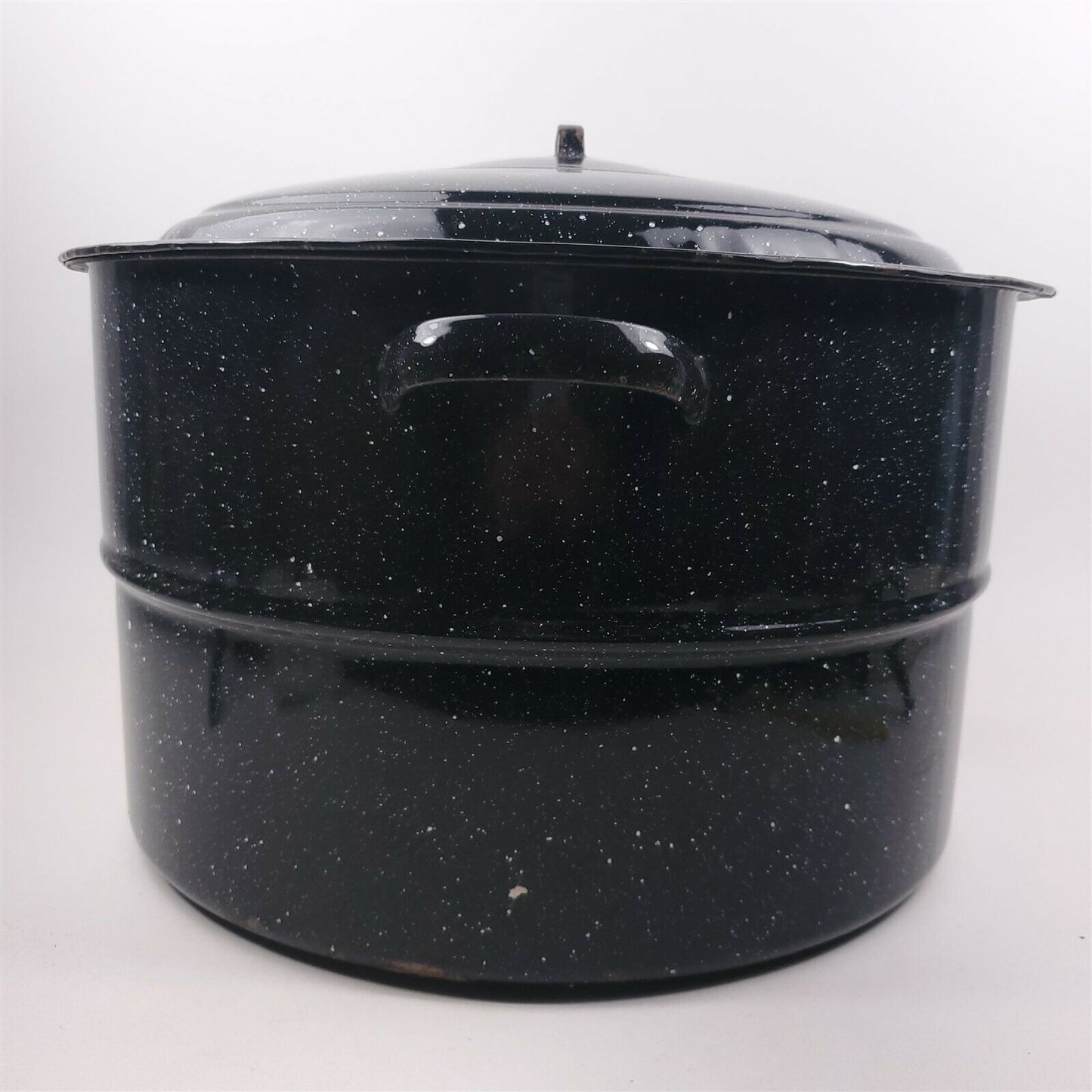 Cookware Vintage Canning StockPot Black Speckled XL w/ Wire Rack