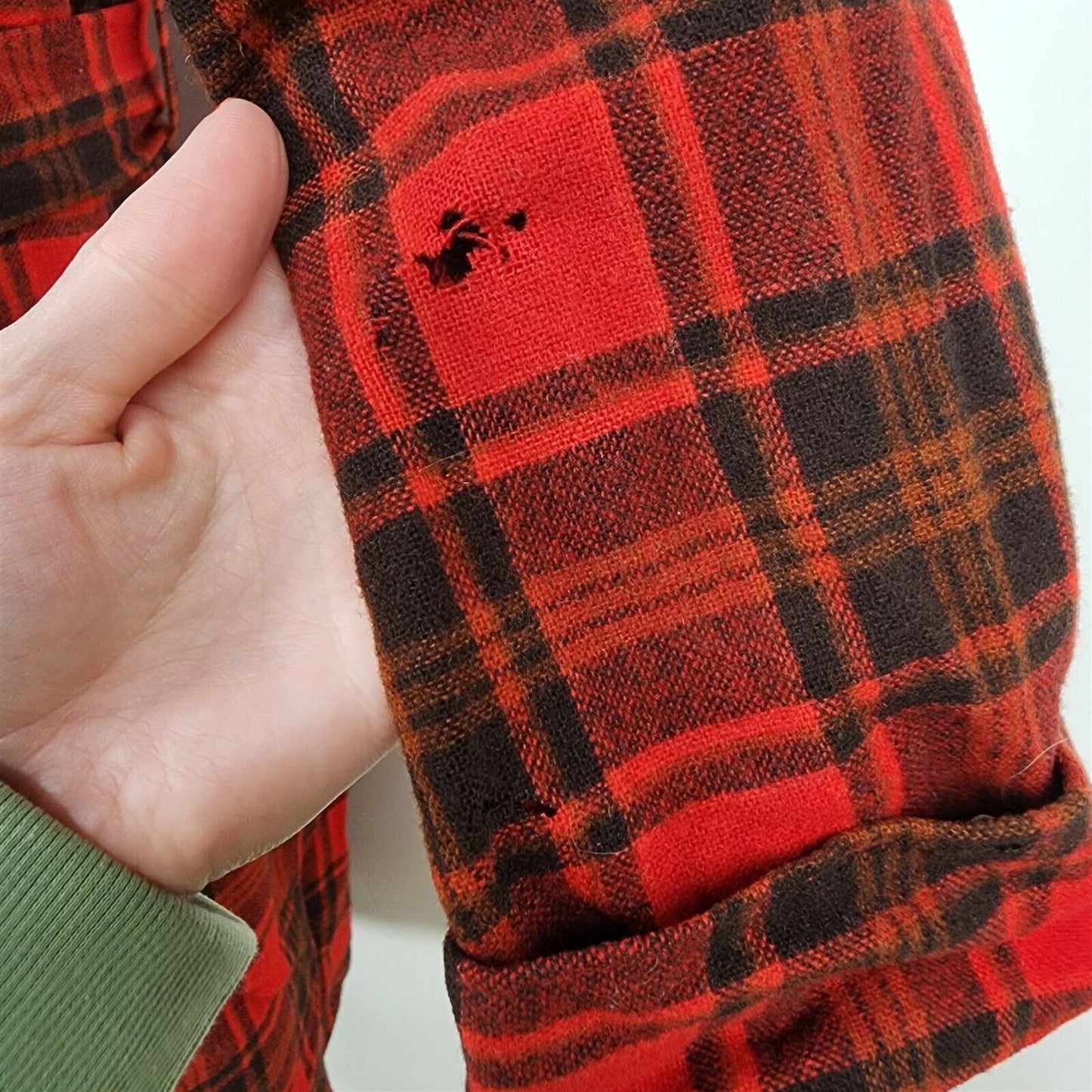 Vintage 100% Wool Robe Red Tartan Plaid