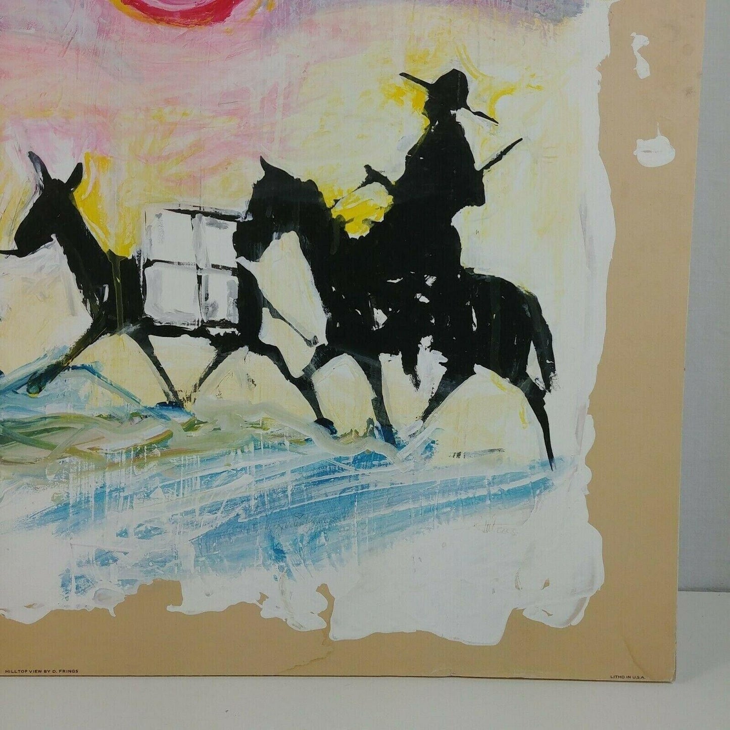 Pack String Western Snowy MT Original Art by Bruce Pettit 2003 Mixed Media Paint