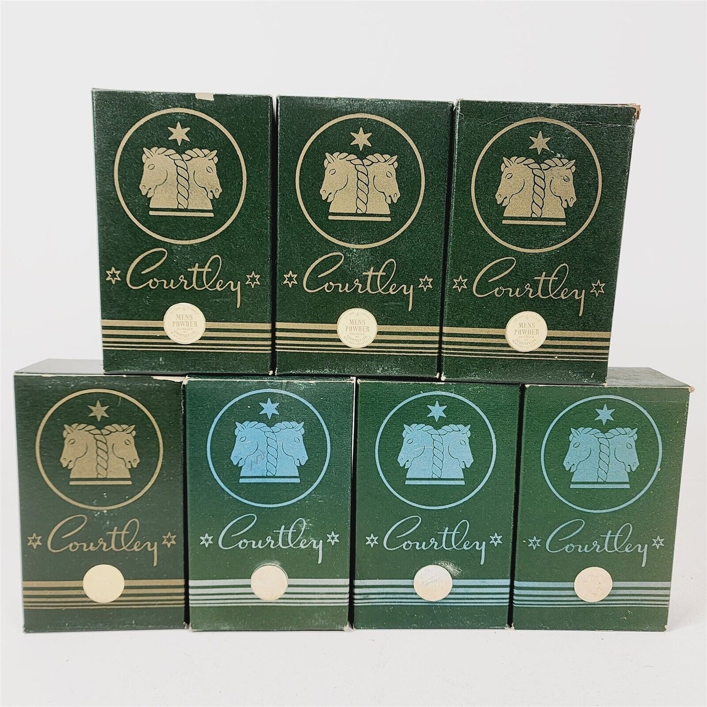 7 Vintage 1940s Courtley Green Mens 3 Cologne, 4 Powder in Original Boxes #2