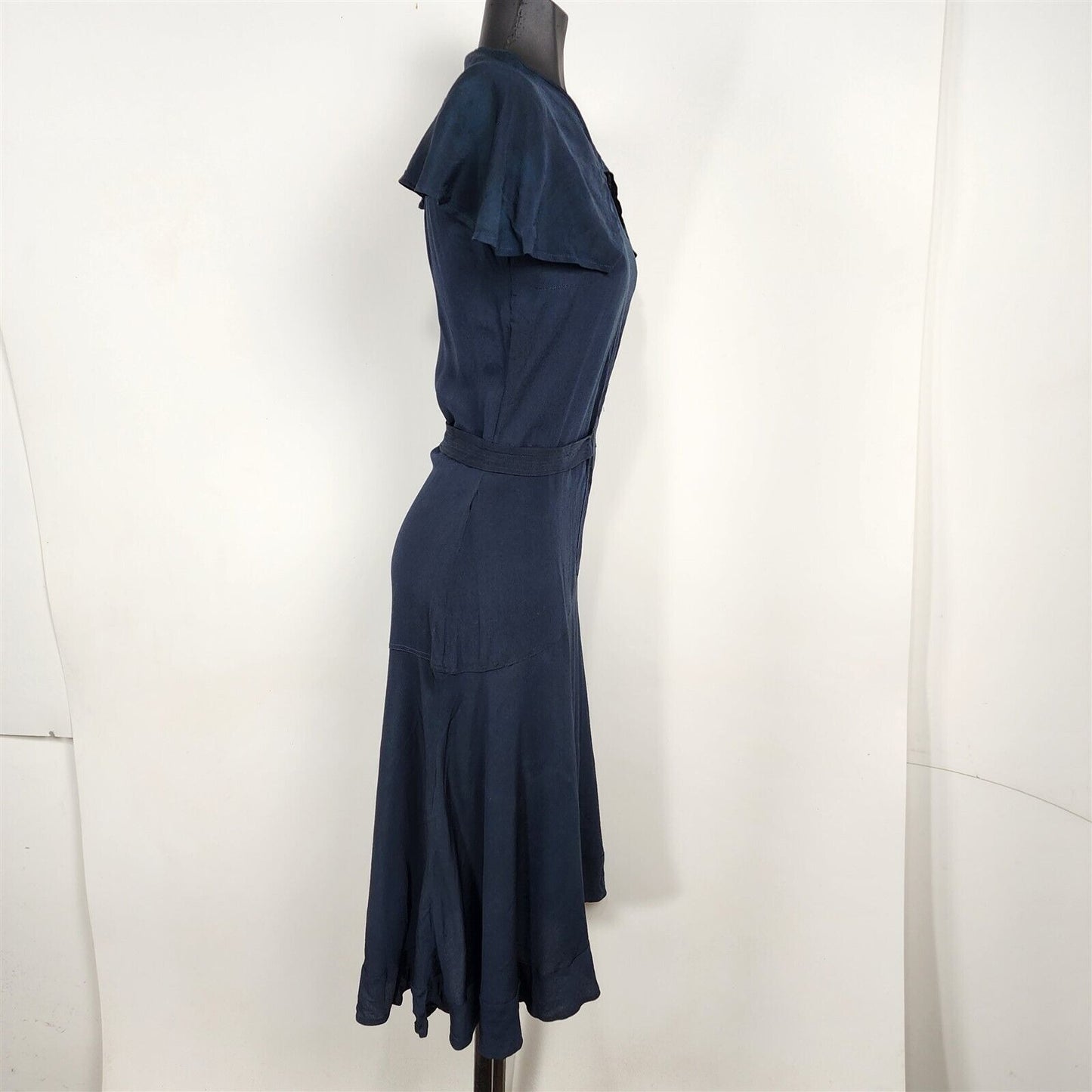 Vintage Dark Blue Short Sleeve Crepe Dress Costume Theatre